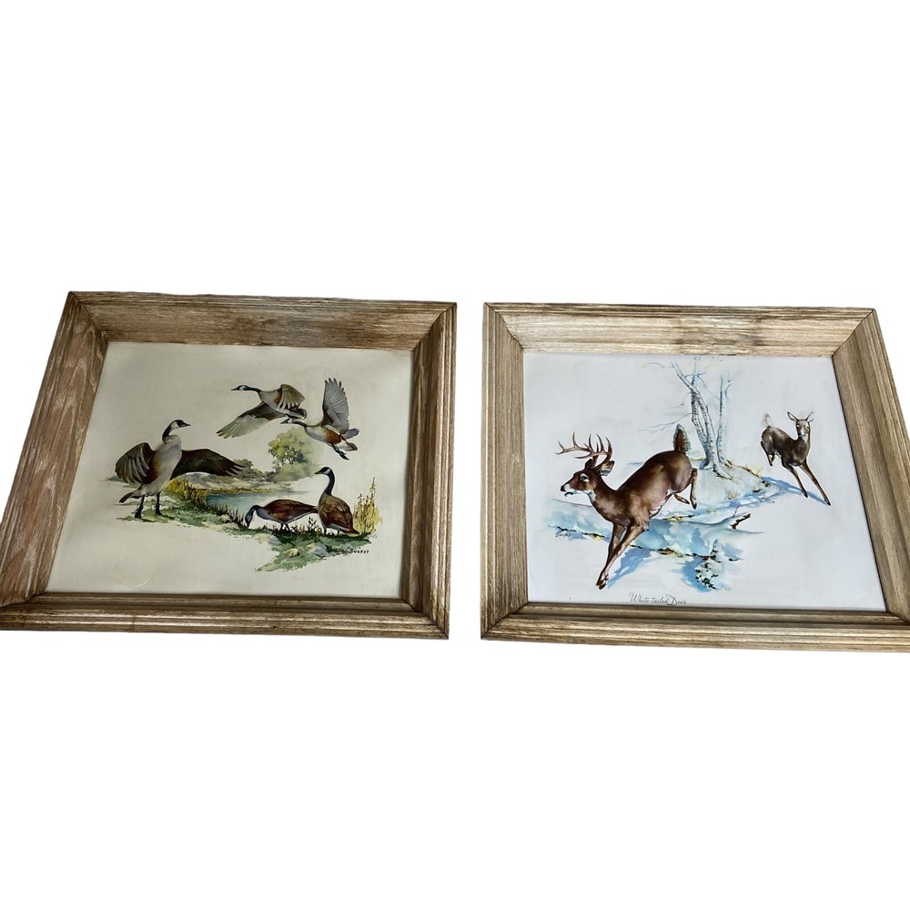 2 Fred Sweney Embossed Plastic Picture Prints Ducks and White Tailed Deers